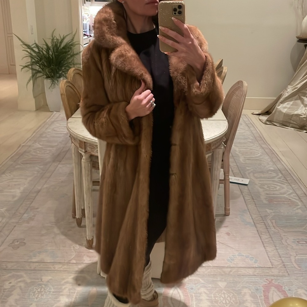Stunning REAL full length blonde mink fur coat.
